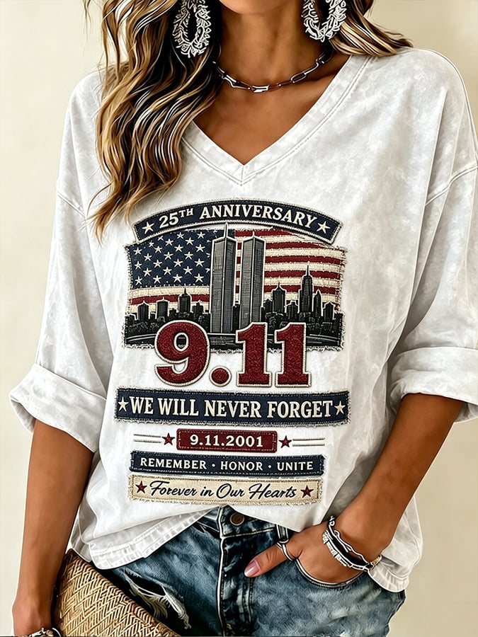 Women's Never Forget September 11 Print T-Shirt