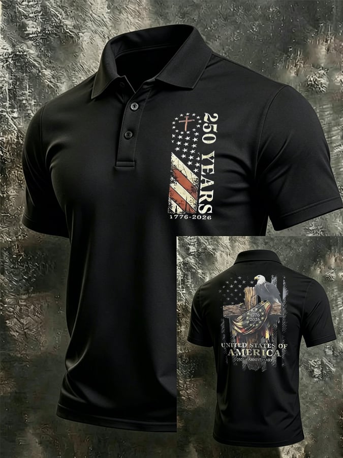 Men's Printed Short-Sleeve Polo Shirt
