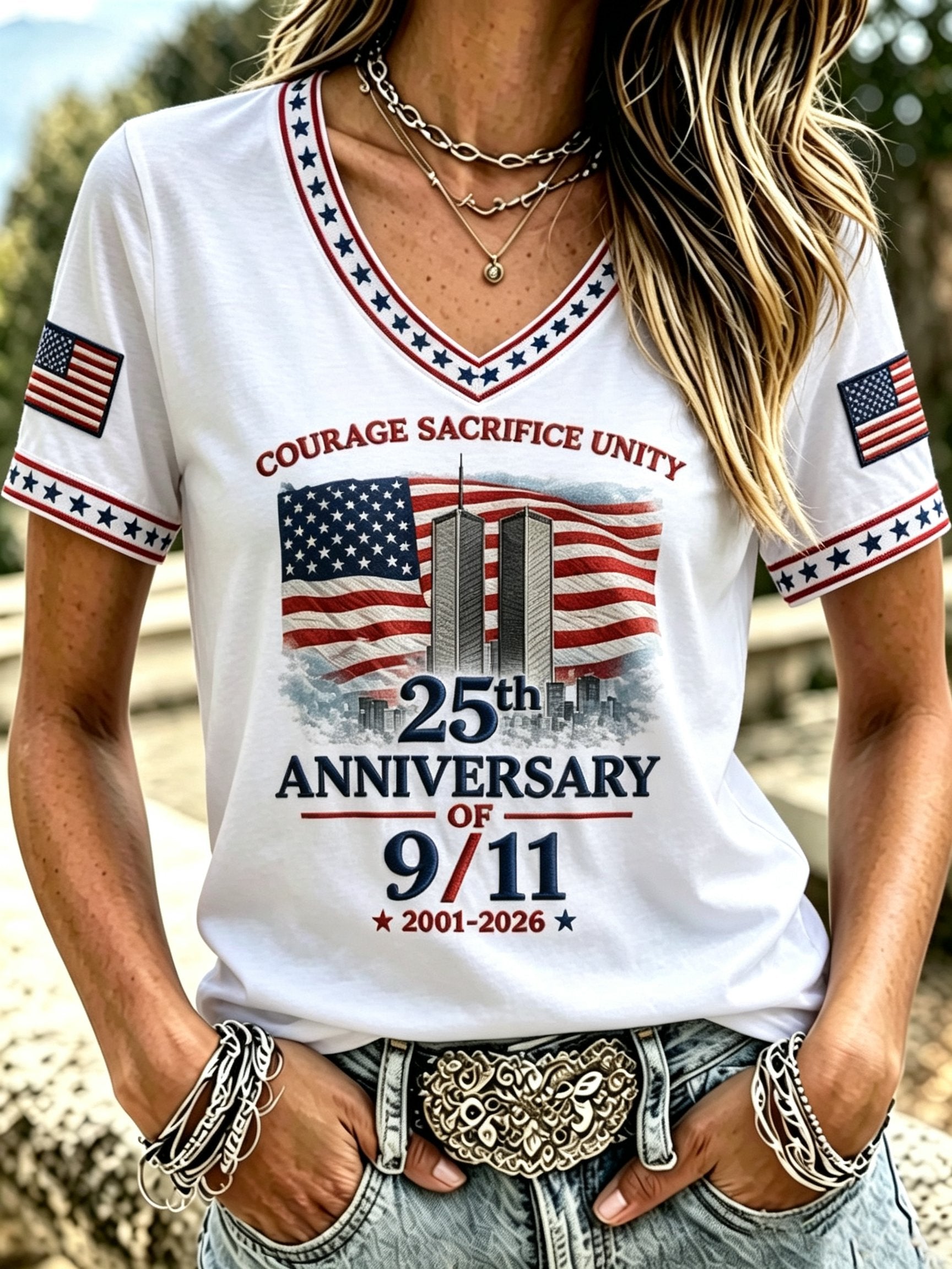 Women's 9.11 Never Forget Printed T-shirt