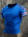 Men's Retro Patriot Camouflage Patchwork T-shirt