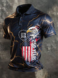 Men'S America Flag Print Casual Polo Shirt