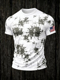 Men'S Retro Inkjet Patriot Crew Neck Short Sleeve T-Shirt