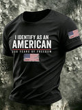 Men's I Identify As An American Printed Casual T-shirt