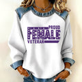 Women's Veteran Print Casual Lapel Sweatshirt