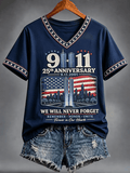Women's  Retro  9.11 Never Forget Print T-shirt