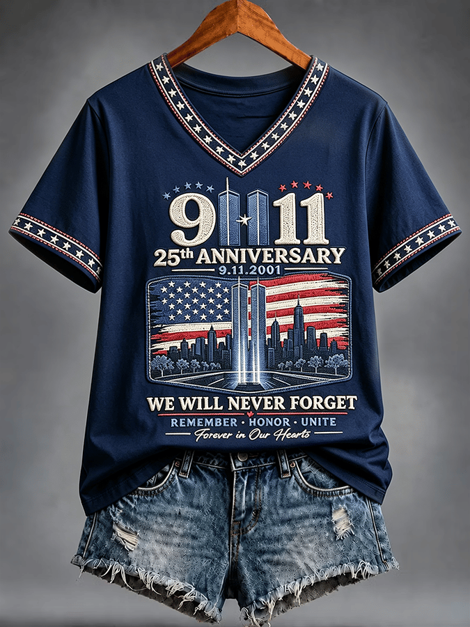Women's  Retro  9.11 Never Forget Print T-shirt