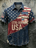 Men'S America Flag Print  Shirt