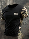 Men's Retro Patriot Camouflage Patchwork T-shirt