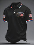 Men'S American Flag Print Casual Polo Shirt