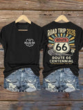 Women's Route 66's 100th Anniversary Print Casual T-shirt