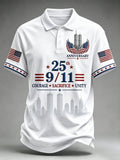 Men's Retro 9.11 Never Forget Print Polo Shirt