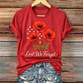 Women's Memorial Day Poppy Art Printed T-Shirt