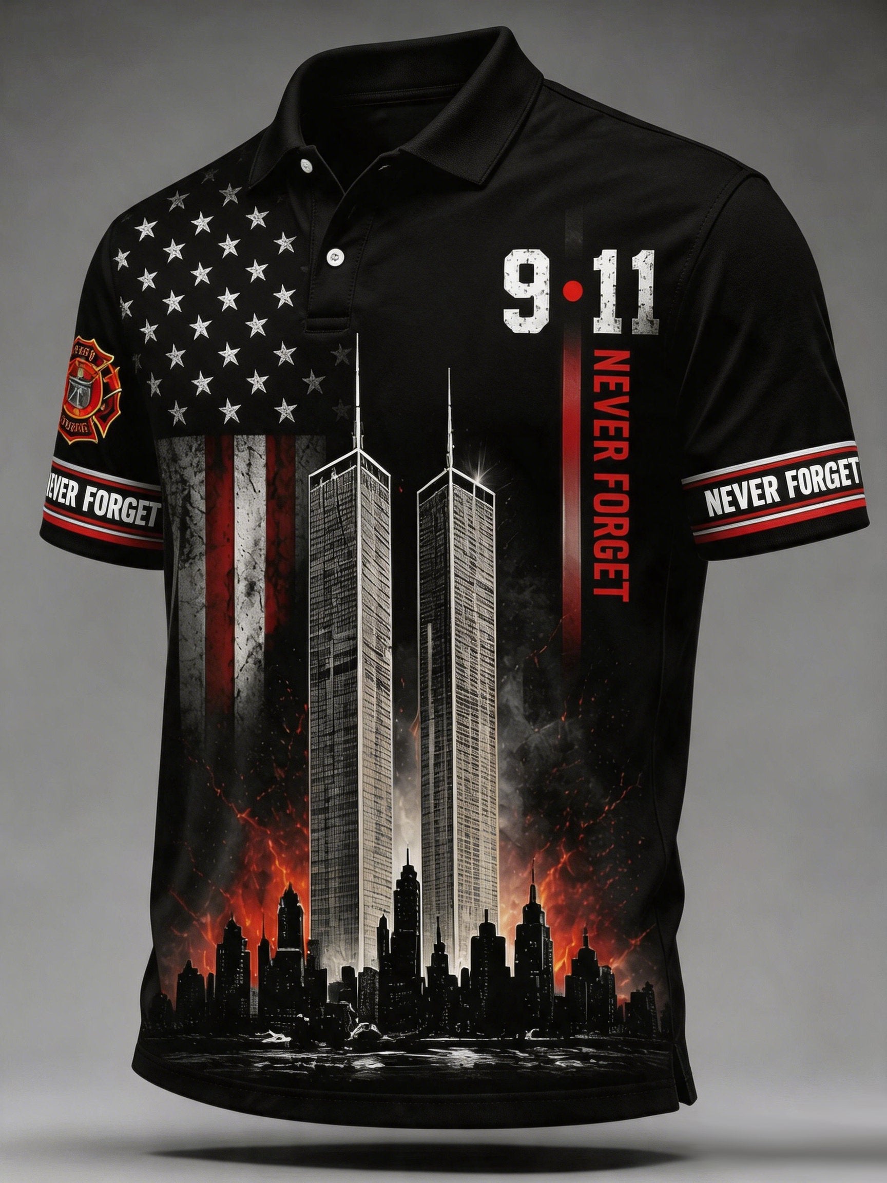 Men's 9.11 Never Forget Print Casual Polo