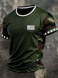 Men's Retro Patriot Camouflage Patchwork T-shirt