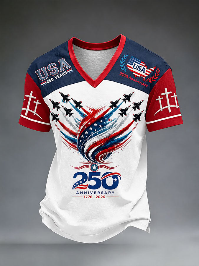 Men's 250th Anniversary Casual Printed Short-Sleeve T-Shirt