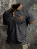 Men's Retro Color-Block Textured Fabric "Patriot" Polo Shirt