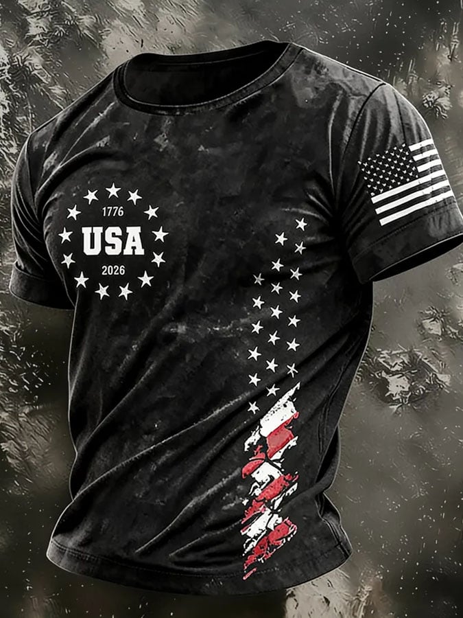 Men's Retro Print Short-Sleeve T-Shirt