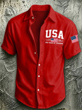 Men'S America Flag Printed Casual Collar Shirt