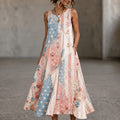 Women's Patchwork Floral Art Print Casual Dress
