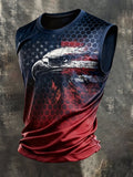 Men's Retro Independence Day Patriot Crew Neck Tank Top