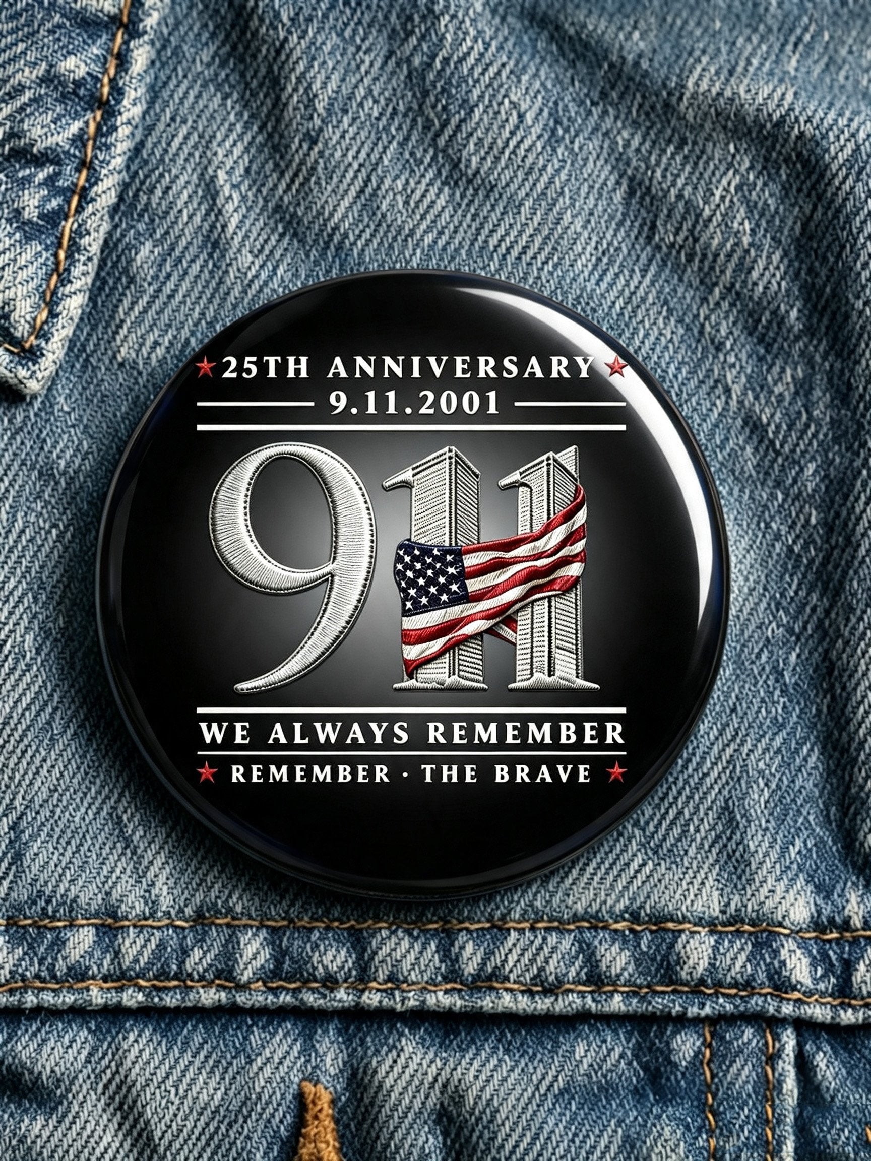 9/11 Memorial Printed Brooch