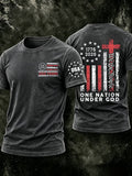 Men's Vintage USA 250th Anniversary One Nation Under God Print T-shirt