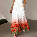 Women's Red Friday Floral Print Casual Wide-Leg Pants