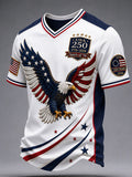 Men's Vintage USA 250th Anniversary Print V-Neck Short-Sleeve T-Shirt
