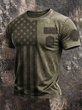 Men's Casual Crew Neck Short-Sleeve T-Shirt with USA 250th Anniversary Print