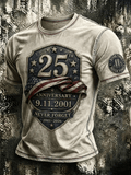 Men's Retro 9.11 Never Forget Commemorative Printed Casual T-Shirt