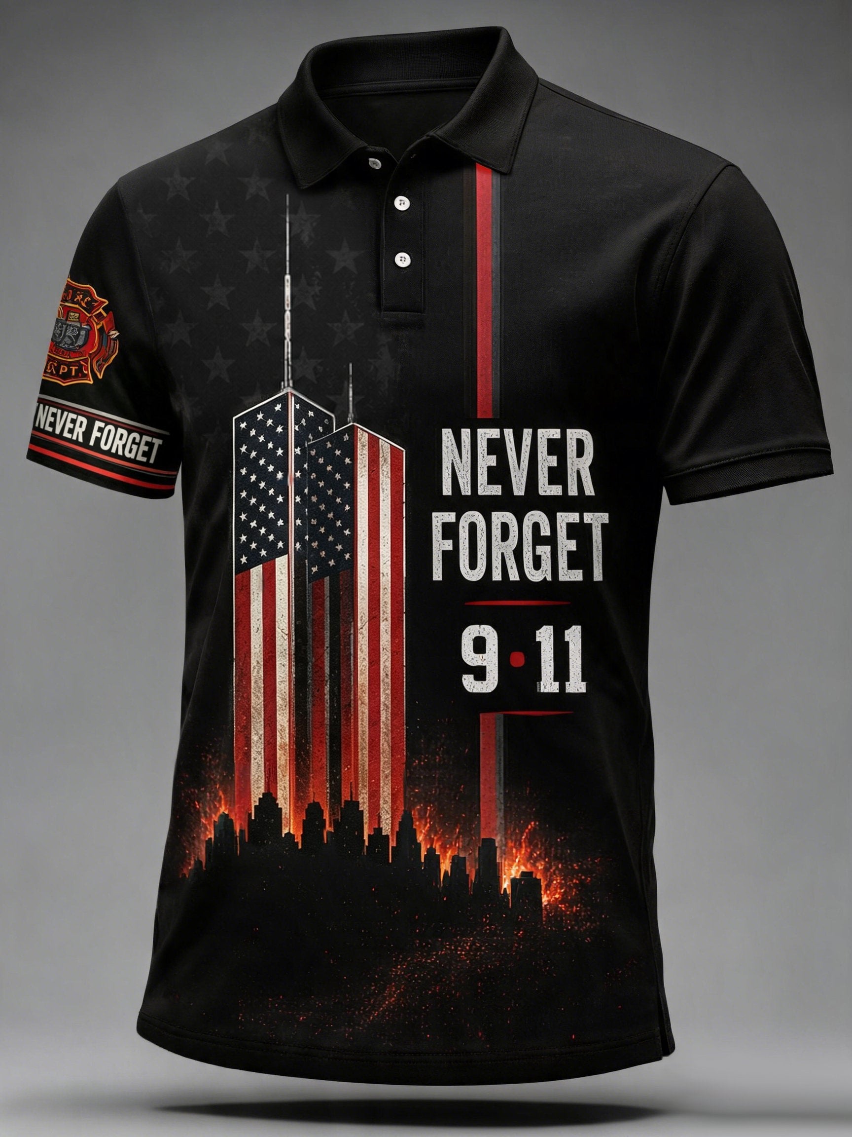 Men's 9.11 Never Forget Print Casual Polo