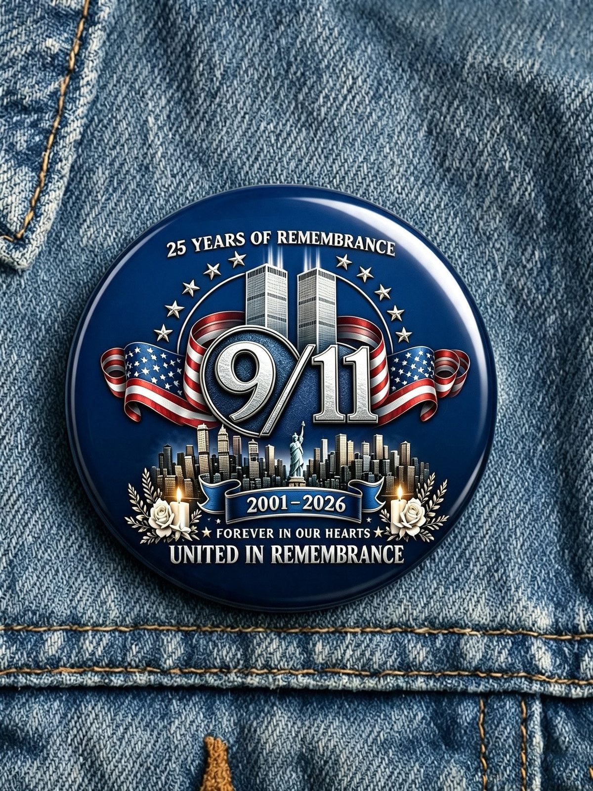 9/11 Memorial Printed Brooch