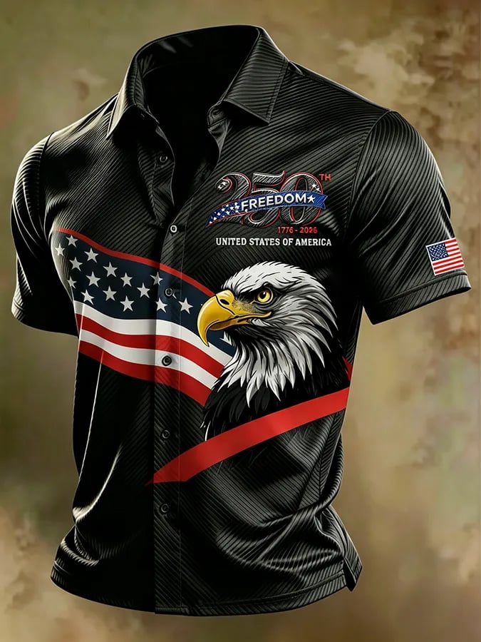 Men's Casual Shirt with National Flag Print