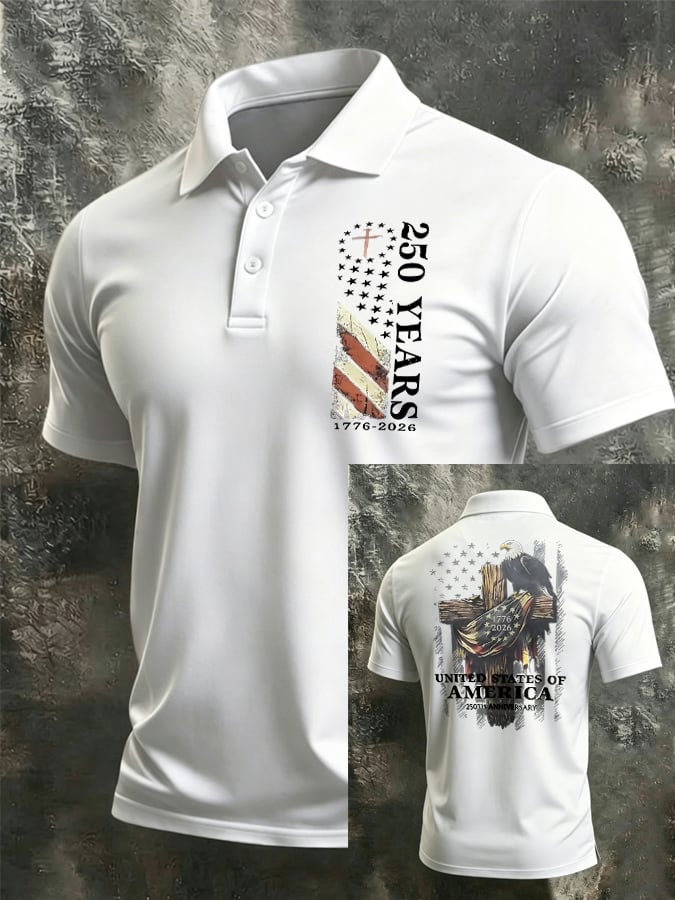 Men's Printed Short-Sleeve Polo Shirt