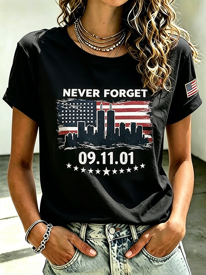 Women's  Retro  9.11 Never Forget Print T-shirt