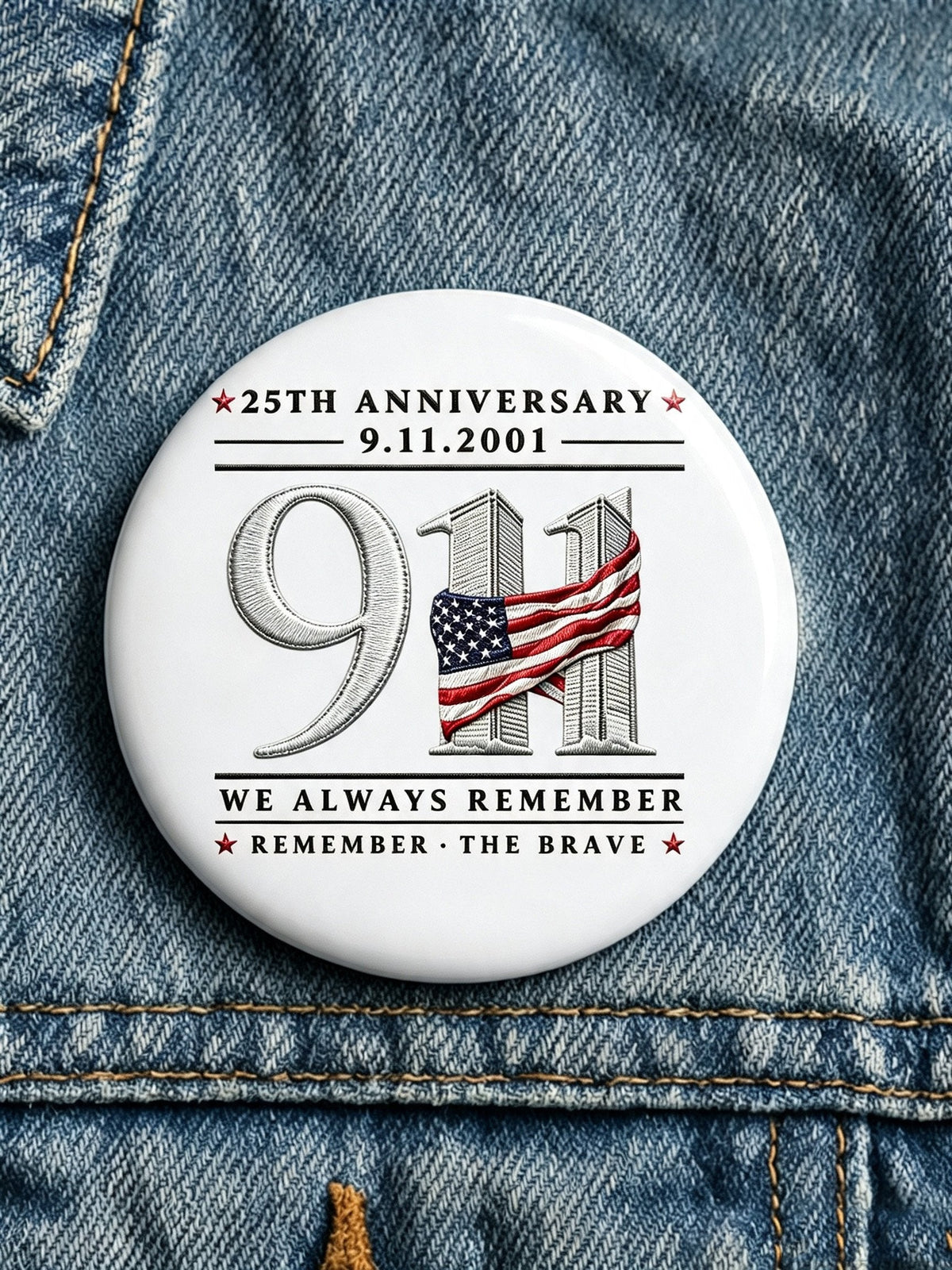 9/11 Memorial Printed Brooch