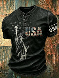 Men's American Flag Printed Casual T-Shirt
