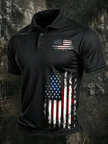 Men's 250th Anniversary U.S. Vintage Flag Print Casual Polo Shirt