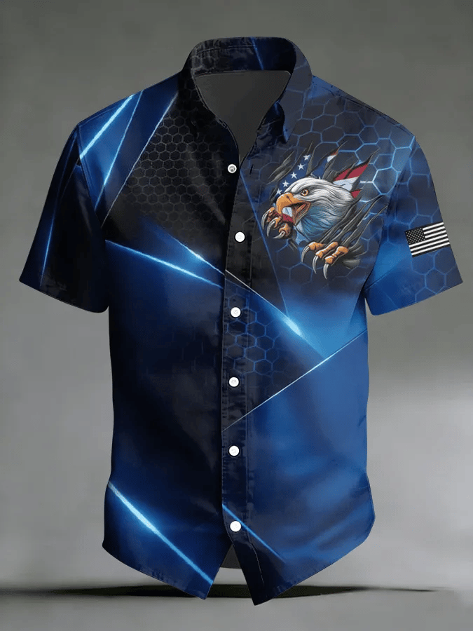 Men's 250 Years Day Printed Casual Collar Shirt