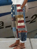 Women's Cotton Linen USA 250th Anniversary Print Pants