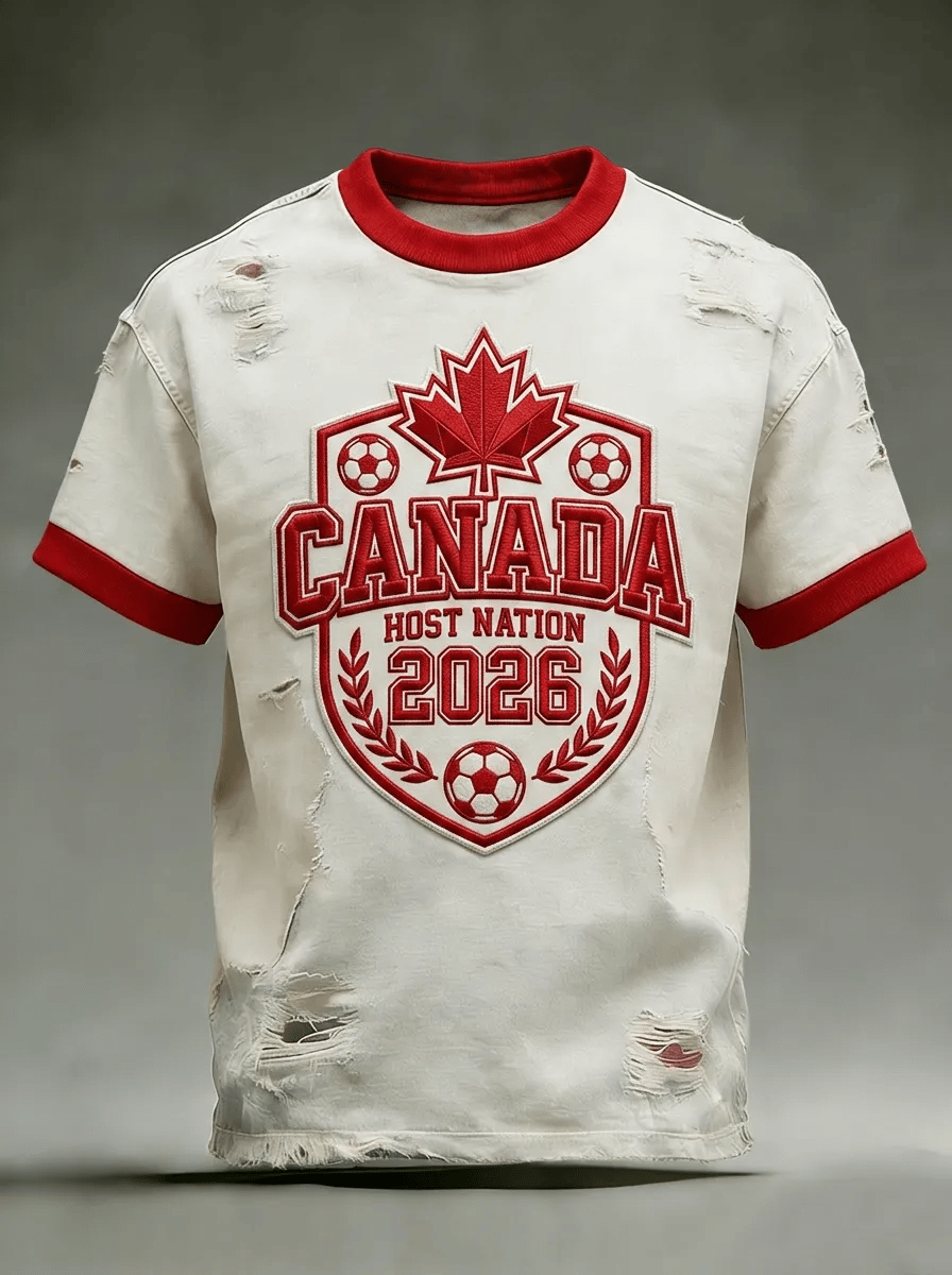 Men's Canadian Football Crew Neck Short-Sleeve Printed T-Shirt