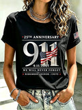 Women's  Retro  9.11 Never Forget Print T-shirt