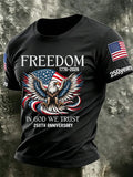 Men's USA 1776-2026 250th Anniversary Print Round Neck T-shirt