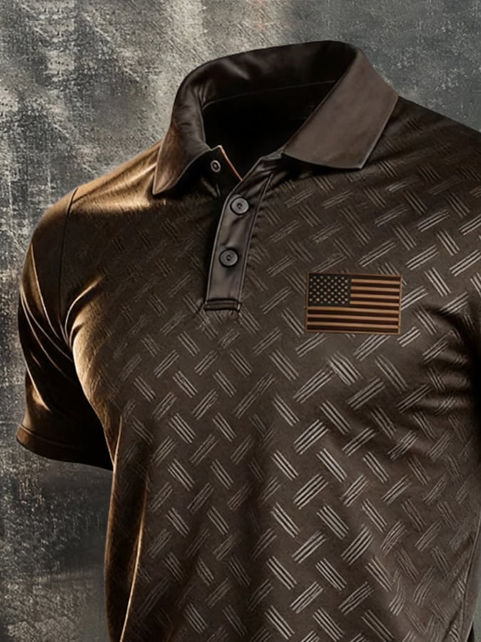 Men's Retro "Patriot" Color-Block Short-Sleeve Polo Shirt
