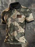Men's Retro "Patriot" Color-Block Short-Sleeve Polo Shirt