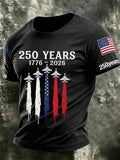 Men's USA 1776-2026 250th Anniversary Print Round Neck T-shirt