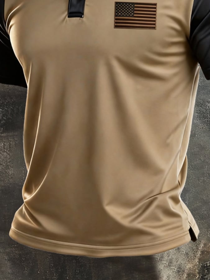 Men's Retro "Patriot" Color-Block Short-Sleeve Polo Shirt