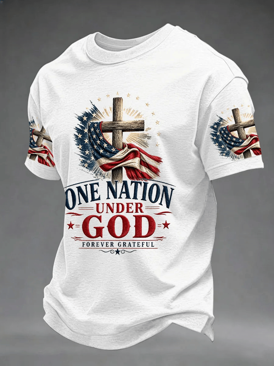 Men's Independence Day One Nation Under God Print Short-Sleeve T-Shirt