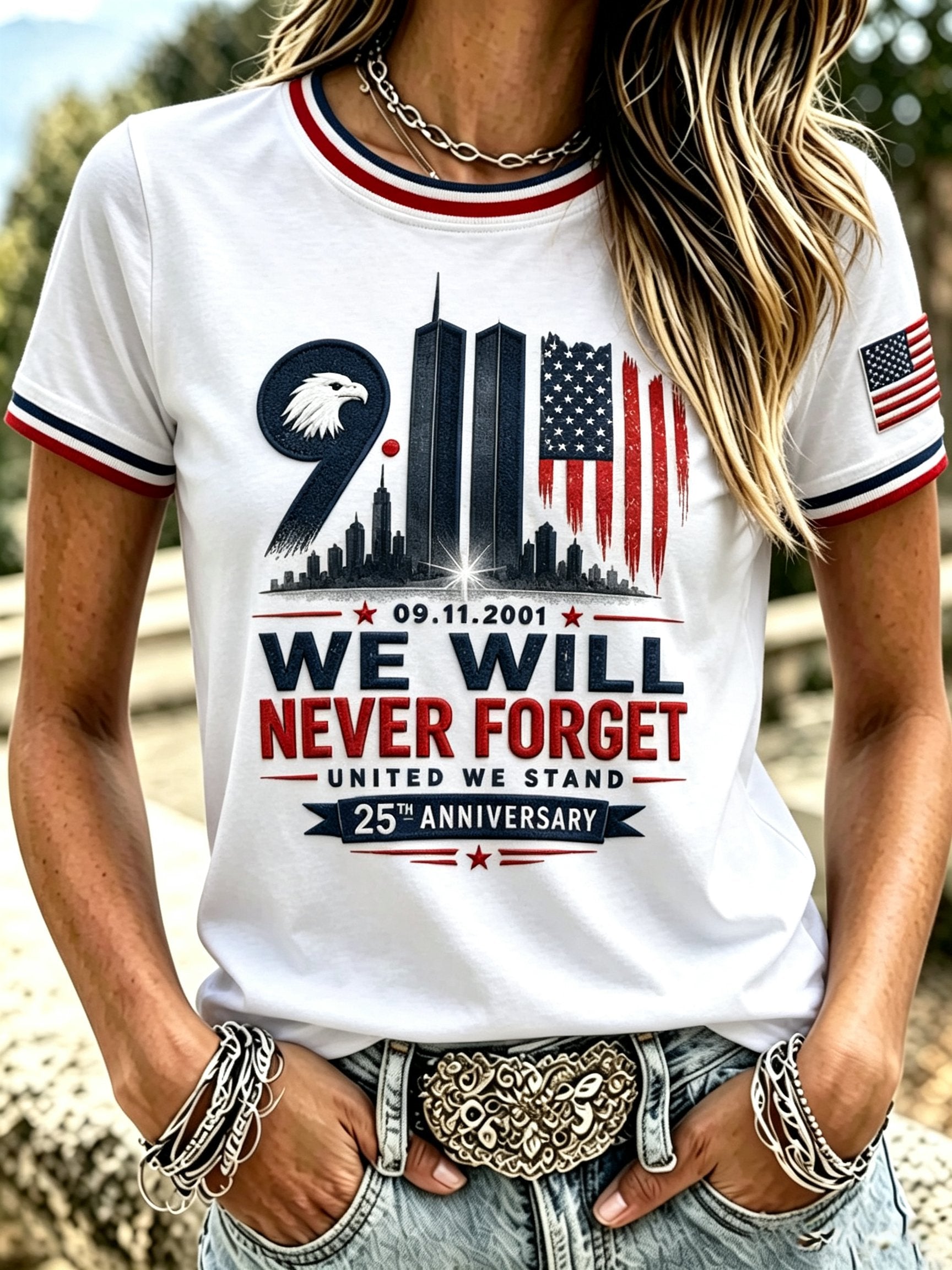 Women's 9.11 Never Forget Printed T-shirt
