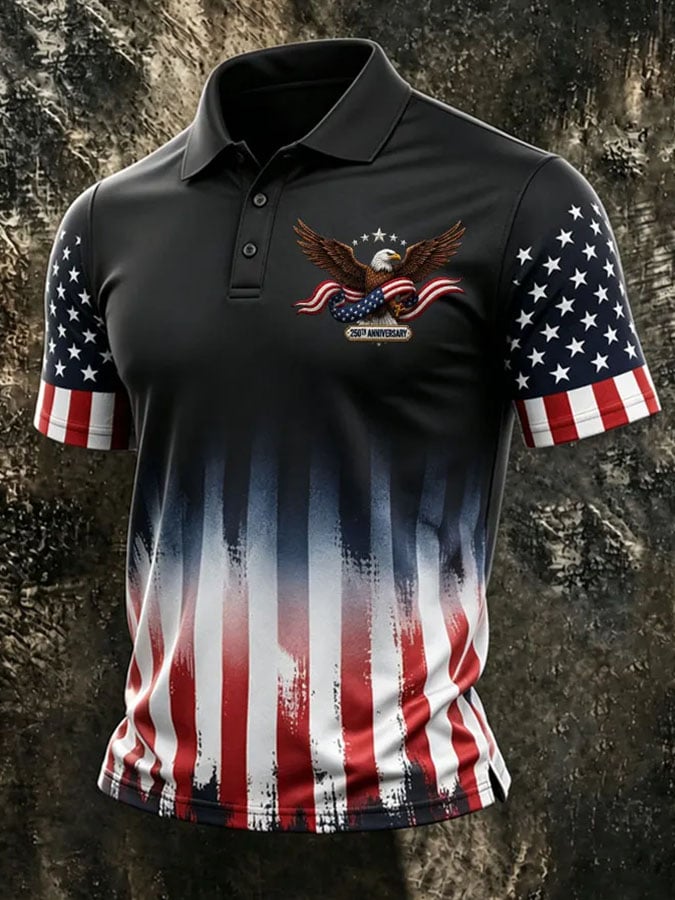 Men's Printed Short-Sleeve Polo Shirt